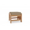 Hi Teak Furniture Sylvie Teak Outdoor Ottoman with Sunbrella Fawn Cushions - Front Angled