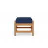 Hi Teak Furniture Sylvie Teak Outdoor Ottoman with Sunbrella Charcoal Navy Cushions - Front Angled