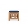 Hi Teak Furniture Sylvie Teak Outdoor Ottoman with Sunbrella Navy Cushions - Side