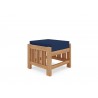Hi Teak Furniture Sylvie Teak Outdoor Ottoman with Sunbrella Navy Cushions - Angled