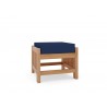 Hi Teak Furniture Sylvie Teak Outdoor Ottoman with Sunbrella True Blue Cushions - Front Angled