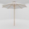 Hi Teak Furniture Marche 118" Diameter Teak Outdoor Umbrella in White - Angled