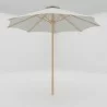 Hi Teak Furniture Marche 118" Diameter Teak Outdoor Umbrella in White - Angled - Hi Teak Furniture Marche 118" Diameter Teak Outdoor Umbrella in White - Angled