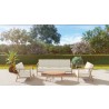 Hi Teak Furniture Daniele 4-Piece Teak Deep Seating Outdoor Sofa Set with Sunbrella Canvas Cushions - Lifestyle