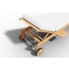 Hi Teak Furniture Edgard Reclining Teak Outdoor Sun Lounger with Wheels and Cupholder - Top Angled