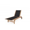 Hi Teak Furniture Elie Teak Outdoor Reclining Sun Lounger in Black with Wheels - Angled