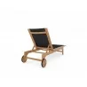 Hi Teak Furniture Elie Teak Outdoor Reclining Sun Lounger in Black with Wheels - Back Angled - Hi Teak Furniture Elie Teak Outdoor Reclining Sun Lounger in Black with Wheels - Back Angled