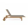 Hi Teak Furniture Elie Teak Outdoor Reclining Sun Lounger in Taupe with Wheels - Side - Hi Teak Furniture Elie Teak Outdoor Reclining Sun Lounger in Taupe with Wheels - Side