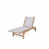 Hi Teak Furniture Elie Teak Outdoor Reclining Sun Lounger in White with Wheels - Angled View - Hi Teak Furniture Elie Teak Outdoor Reclining Sun Lounger in White with Wheels - Angled View