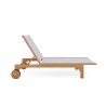 Hi Teak Furniture Elie Teak Outdoor Reclining Sun Lounger in White with Wheels - Side