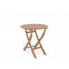 Hi Teak Furniture Lydie Round Teak Folding Outdoor Dining Table with Umbrella Hole - Angled