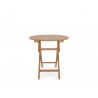 Hi Teak Furniture Lydie Round Teak Folding Outdoor Dining Table with Umbrella Hole - Side