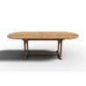 Hi Teak Furniture Amelie Oval Teak Outdoor Dining Table with Built-In Extension - Front with White BG