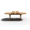 Hi Teak Furniture Amelie Oval Teak Outdoor Dining Table with Built-In Extension - Front with White BG