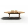 Hi Teak Furniture Amelie Oval Teak Outdoor Dining Table with Built-In Extension - Front with White BG - Hi Teak Furniture Amelie Oval Teak Outdoor Dining Table with Built-In Extension - Front with White BG