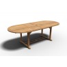 Hi Teak Furniture Amelie Oval Teak Outdoor Dining Table with Built-In Extension - Top Angled View