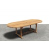 Hi Teak Furniture Amelie Oval Teak Outdoor Dining Table with Built-In Extension - Top Angled