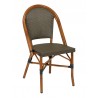Hand Painted Aluminum Arm Chair W/ Textile Back And Seat - Dark Bamboo and Black-Coffee