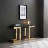 Whiteline Modern Living Sumo Console With 10mm Glass Top In Black And Polished Gold Stainless Base - Lifestyle