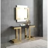 Whiteline Modern Living Sumo Console With 10mm Glass Top In Black And Polished Gold Stainless Base - Lifestyle 2 - Whiteline Modern Living Sumo Console With 10mm Glass Top In Black And Polished Gold Stainless Base - Lifestyle 2