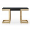 Whiteline Modern Living Sumo Console With 10mm Glass Top In Black And Polished Gold Stainless Base - Front