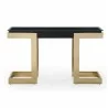 Whiteline Modern Living Sumo Console With 10mm Glass Top In Black And Polished Gold Stainless Base - Front - Whiteline Modern Living Sumo Console With 10mm Glass Top In Black And Polished Gold Stainless Base - Front