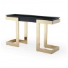 Whiteline Modern Living Sumo Console With 10mm Glass Top In Black And Polished Gold Stainless Base - Angled