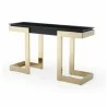 Whiteline Modern Living Sumo Console With 10mm Glass Top In Black And Polished Gold Stainless Base - Angled - Whiteline Modern Living Sumo Console With 10mm Glass Top In Black And Polished Gold Stainless Base - Angled