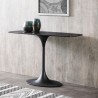 Whiteline Modern Living Amarosa Console Table With Clear Glass And Ceramic Top In Black Powder Coated Metal Base - Lifestyle Close-up