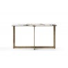 Whiteline Modern Living Nola Console With 6mm Glass + 6mm Ceramic White In Black & Gold Marbolized Top And Bronze Brushed Metal Base - Front