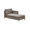 Cane-Line Connect Chaise Lounge Module Sofa, Left taupe cushion