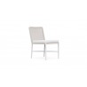 Azzurro Corsica Armless Dining Chair With Matte White Aluminum Frame And Sand All-Weather Rope - Angled