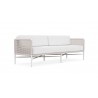 Azzurro Corsica 3 Seat Sofa With Matte White Aluminum And Sand All-Weather Rope And Cloud Cushion - Angled