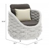 Coral Reef Accent Chair in Gray- seat dimension