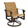 Woodard Cortland Padded Sling Swivel Rocking Dining Arm Chair