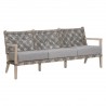 Essentials For Living Costa Outdoor 77" Sofa - Dove Flat Rope Performance Dove, Gray Teak - Front Side Angle
