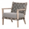 Essentials For Living Costa Outdoor Club Chair - Dove Flat Rope, Performance Dove, Gray Teak - Front Side Angle