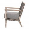 Essentials For Living Costa Outdoor Club Chair - Dove Flat Rope, Performance Dove, Gray Teak - Side Angle
