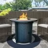 Crawford and Burke Haines Black Metal and Tile Round Fire Pit with Glass Rocks, Lifestyle - Crawford and Burke Haines Black Metal and Tile Round Fire Pit with Glass Rocks, Lifestyle