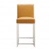 Manhattan Comfort Element 37.2 in. Camel and Polished Chrome Stainless Steel Counter Height Bar Stool Front