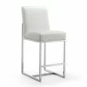 Manhattan Comfort Element 37.2 in. Pearl White and Polished Chrome Stainless Steel Counter Height Bar Stool - Manhattan Comfort Element 37.2 in. Pearl White and Polished Chrome Stainless Steel Counter Height Bar Stool