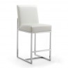 Manhattan Comfort Element 37.2 in. Pearl White and Polished Chrome Stainless Steel Counter Height Bar Stool