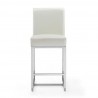 Manhattan Comfort Element 37.2 in. Pearl White and Polished Chrome Stainless Steel Counter Height Bar Stool Front
