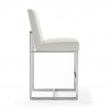 Manhattan Comfort Element 37.2 in. Pearl White and Polished Chrome Stainless Steel Counter Height Bar Stool Side
