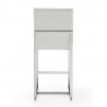 Manhattan Comfort Element 37.2 in. Pearl White and Polished Chrome Stainless Steel Counter Height Bar Stool Back
