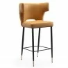 Manhattan Comfort Holguin 37" Counter Stool with Tufted Back Buttons in Saddle - Manhattan Comfort Holguin 37" Counter Stool with Tufted Back Buttons in Saddle