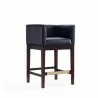 Manhattan Comfort Kingsley 34 in. Grey and Dark Walnut Beech Wood Counter Height Bar Stool - Manhattan Comfort Kingsley 34 in. Grey and Dark Walnut Beech Wood Counter Height Bar Stool