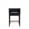 Manhattan Comfort Kingsley 34 in. Grey and Dark Walnut Beech Wood Counter Height Bar Stool Front