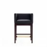 Manhattan Comfort Kingsley 34 in. Grey and Dark Walnut Beech Wood Counter Height Bar Stool Front - Manhattan Comfort Kingsley 34 in. Grey and Dark Walnut Beech Wood Counter Height Bar Stool Front