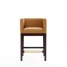 Manhattan Comfort Kingsley 34 in. Camel and Dark Walnut Beech Wood Counter Height Bar Stool Front - Manhattan Comfort Kingsley 34 in. Camel and Dark Walnut Beech Wood Counter Height Bar Stool Front